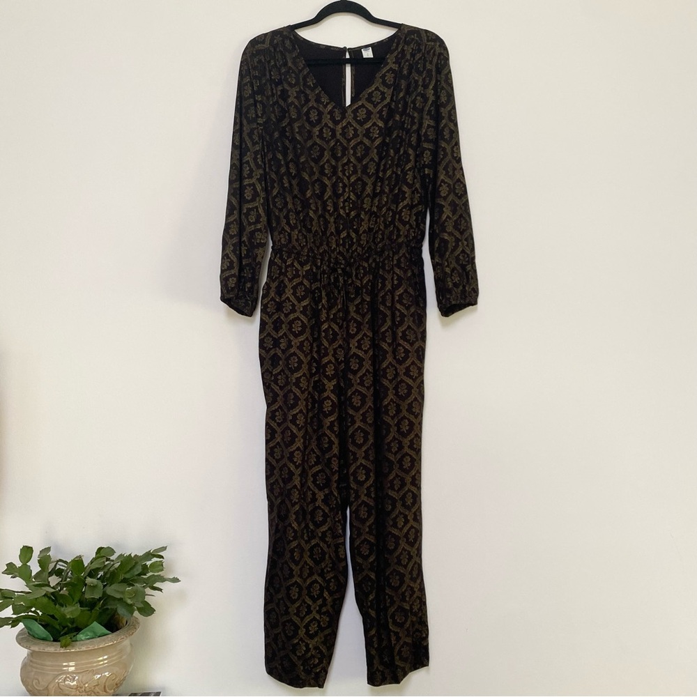 Old Navy Metallic Gold Black Jumpsuit Size Small